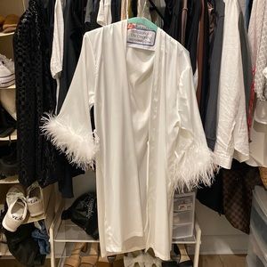 White feather robe- great for brides